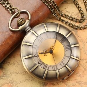 Vintage Bronze Look NEW Pocket Watch Gift Roman Numerals Pendant Gold Disc